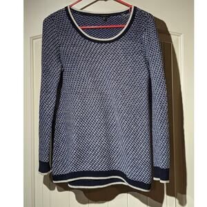 Talbots Navy Cotton Knit Crew Neck Long Sleeve Sweater Womens Petite Sz M